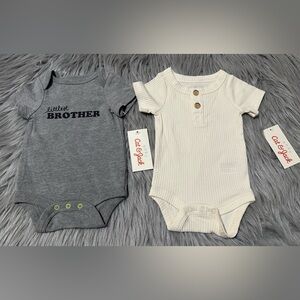 Cat & Jack Gray and Cream Baby Onesies NEWBORN Size NWT